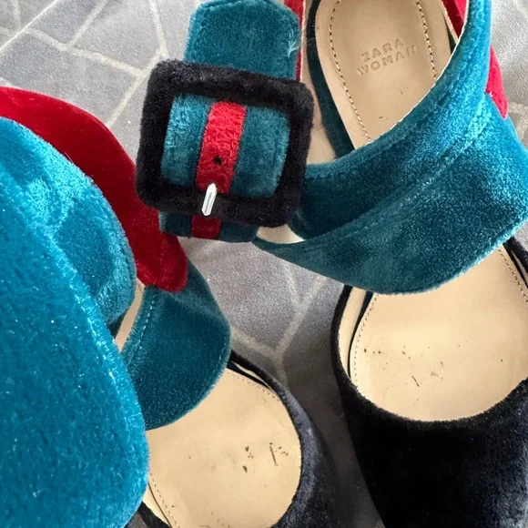 Velvet Colorblock pointed heels - Picture 5 of 11